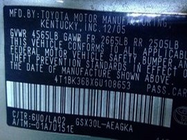 2006 TOYOTA AVALON XLS 3.5L AT.  Z24873
